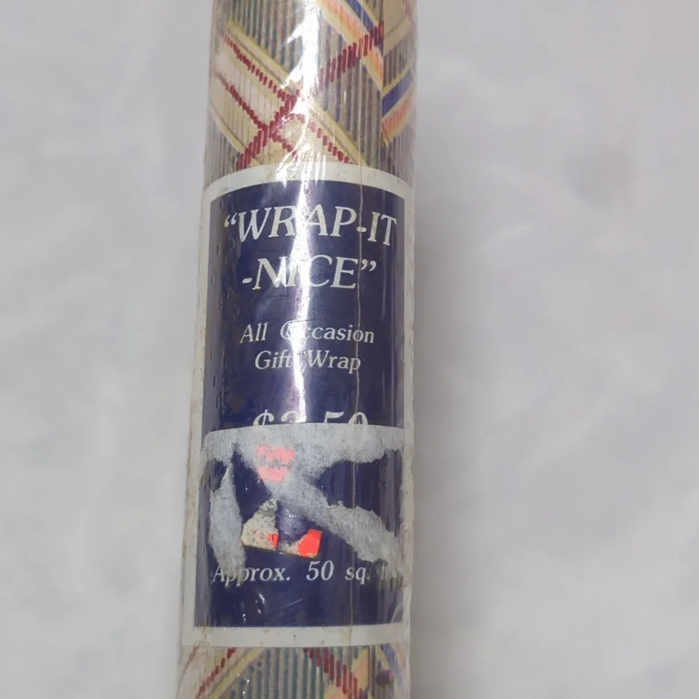 Vtg NOS Plaid Golfer Gift Wrap Paper Roll Approx 50 Sq Ft. Dad Father's Day Gift